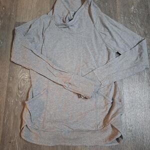 Athleta Women's Grey Shawl neck pullover with pockets, Size Medium